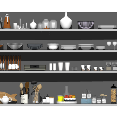  现代厨房餐具饭碗su模型 