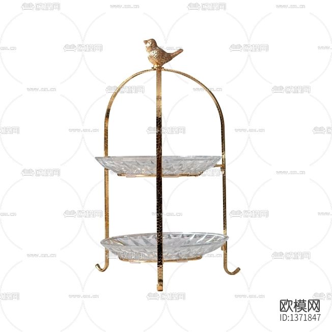 简欧轻奢铁艺小鸟玻璃托盘下载
