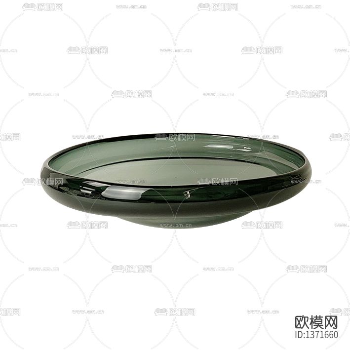现代极简墨绿色玻璃圆形托盘下载