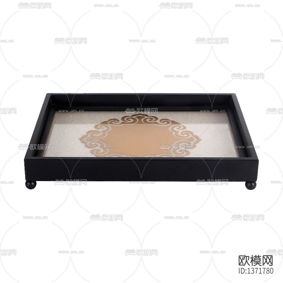 新中式禅意实木玻璃托盘下载