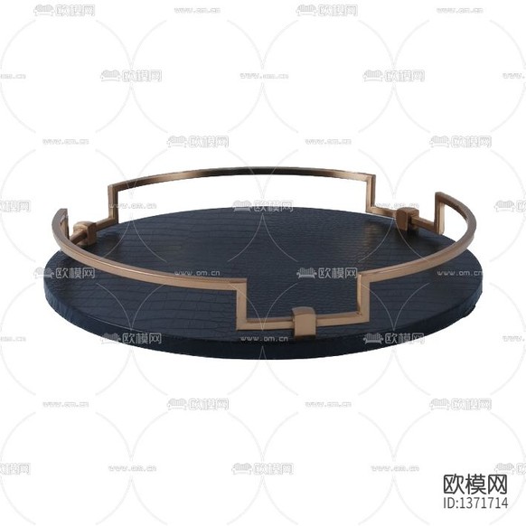 新中式禅意极简实木不锈钢圆形托盘下载