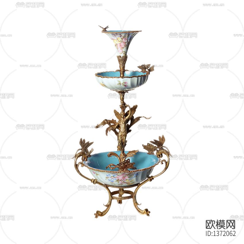 欧式复古铁艺雕塑陶瓷托盘下载