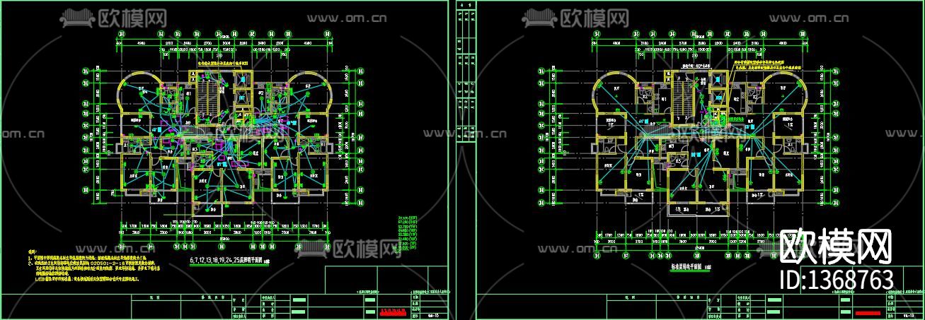 30层高层住宅楼强电弱电cad施工图下载（渲染图4）