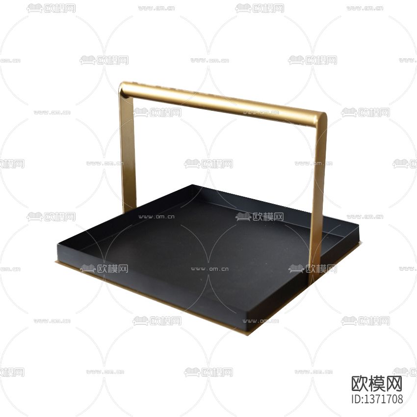 新中式轻奢黑色实木金属托盘下载