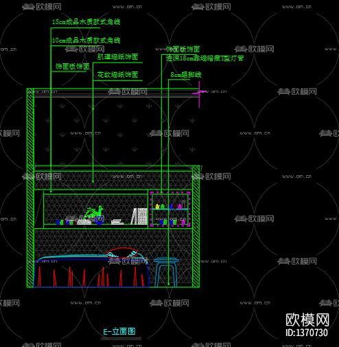 美甲店装修设计cad施工图