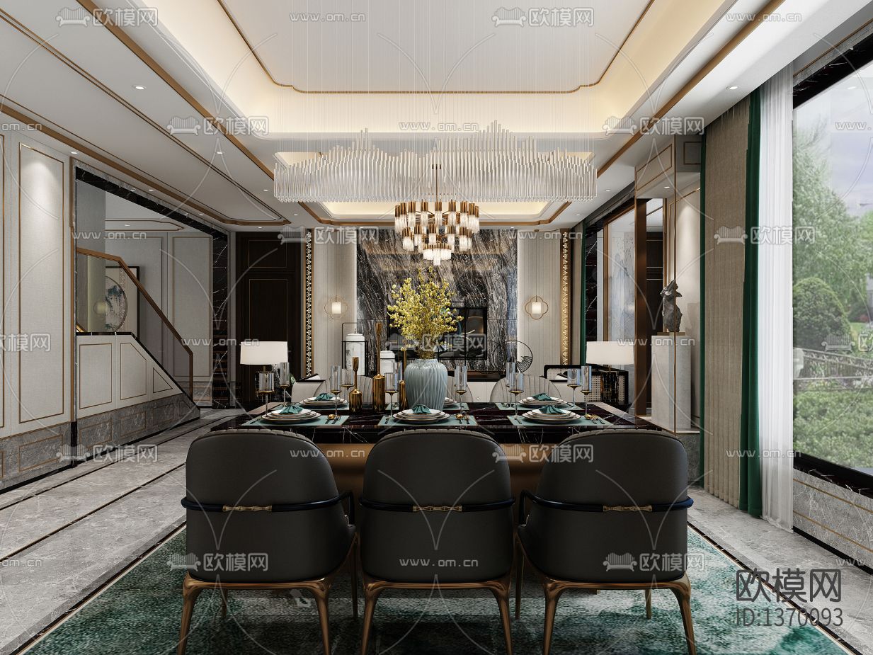 别墅样板间cad施工图下载（渲染图3）