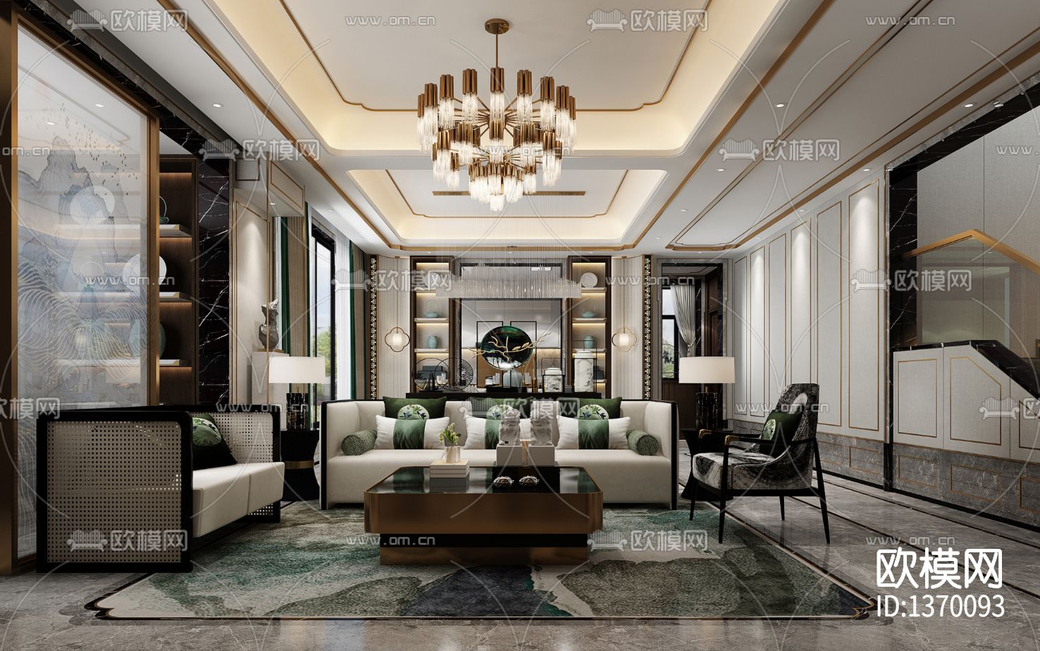 别墅样板间cad施工图下载（渲染图1）