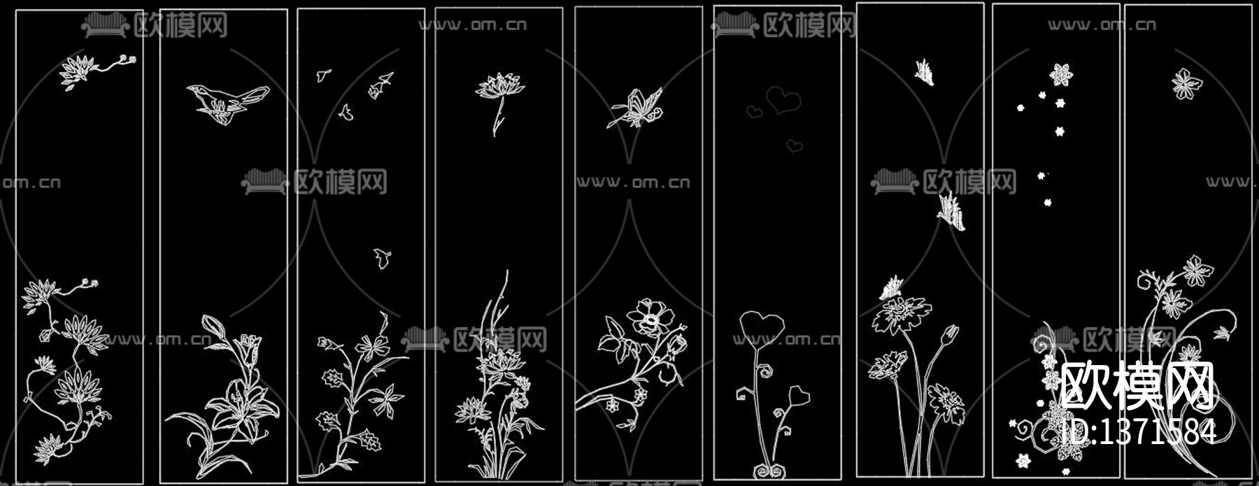 花草雕刻图案cad施工图下载（渲染图2）