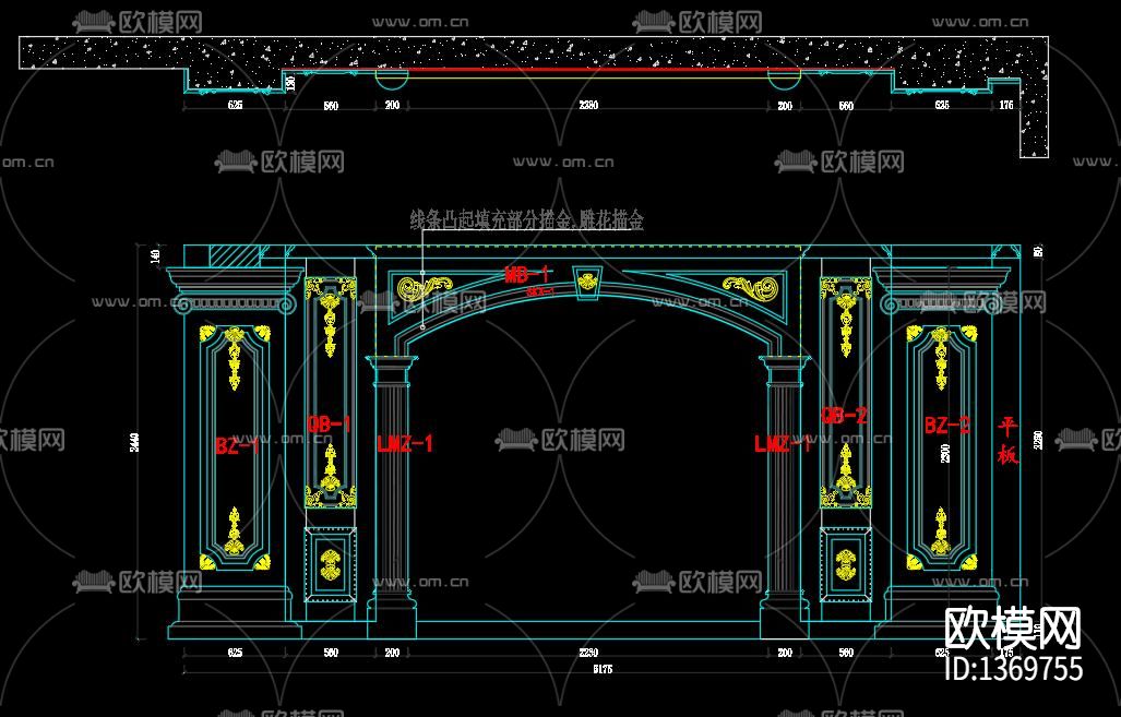 护墙板节点大样下载（渲染图1）