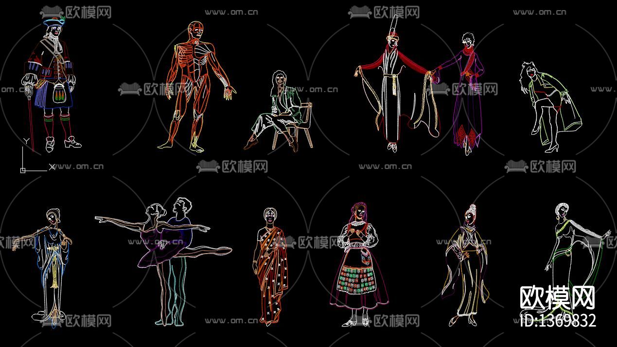 彩色人物cad图库下载（渲染图5）