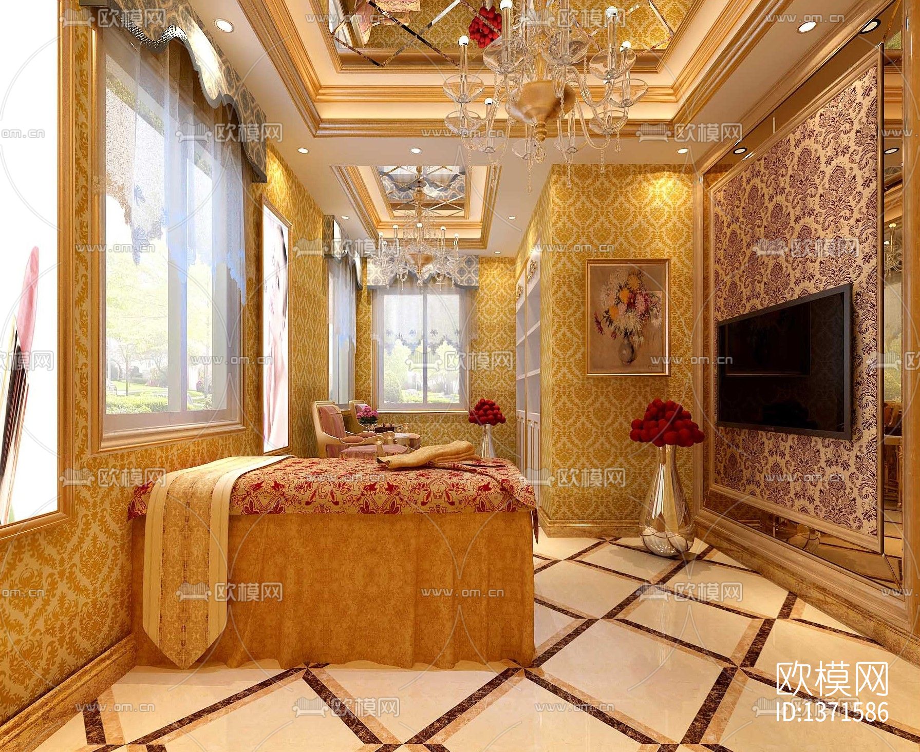 美容院装修设计cad图纸下载（渲染图9）