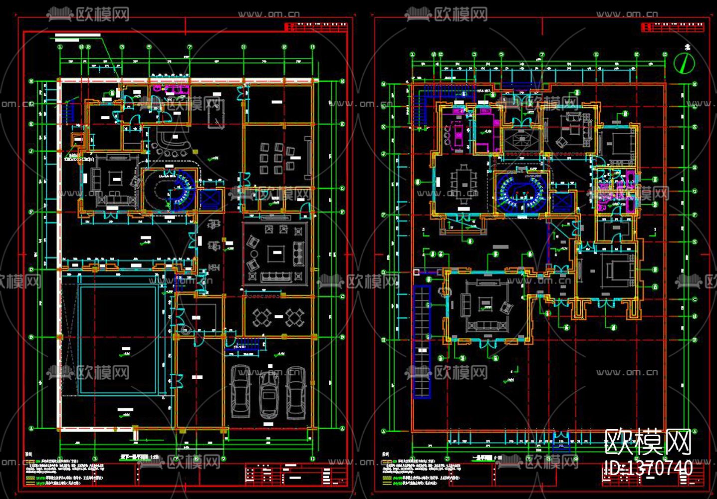 新中式别墅cad施工图下载（渲染图1）