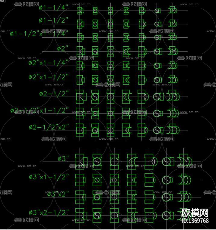 PVC管件cad图库下载（渲染图6）