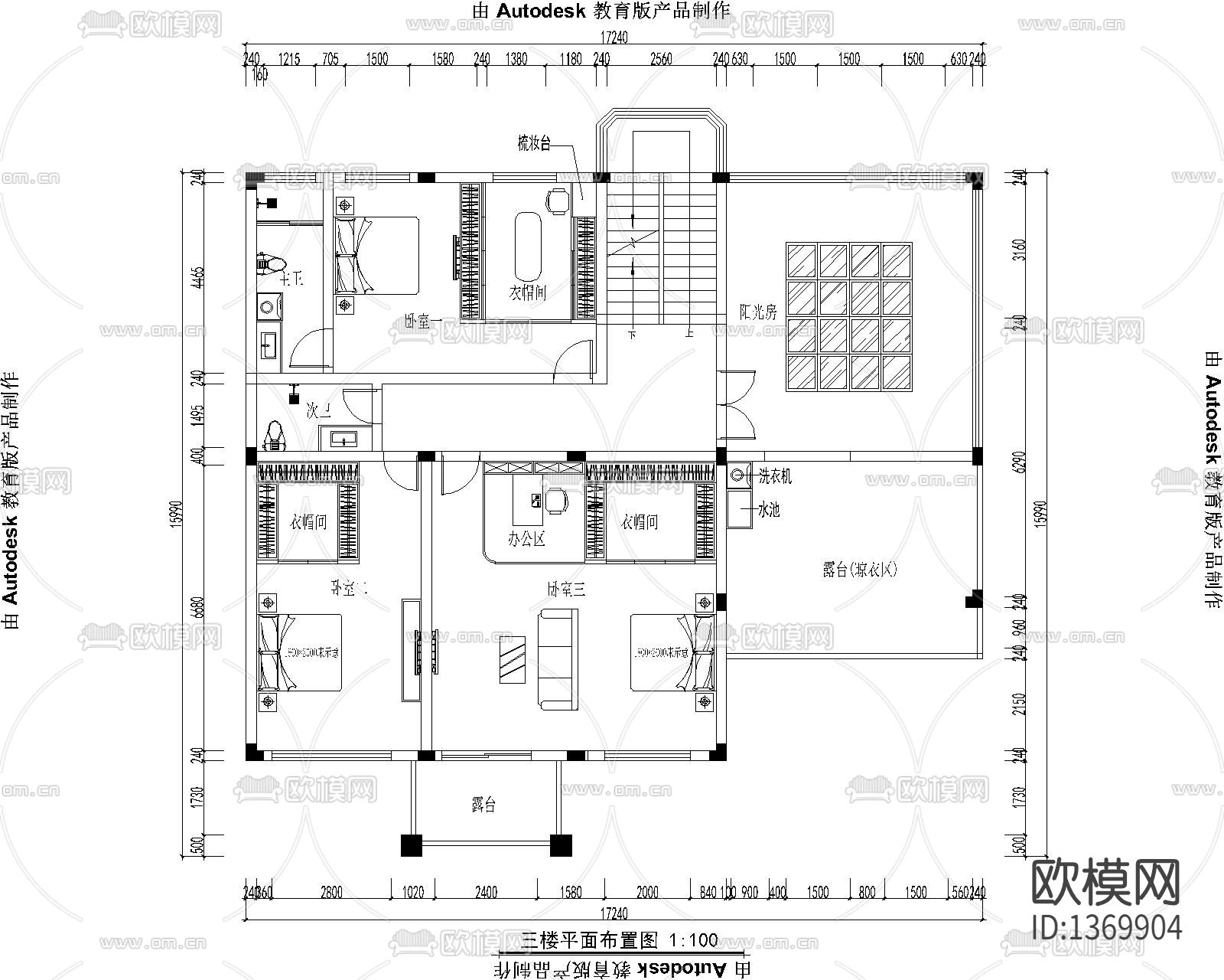 农村建房cad施工图下载（渲染图6）