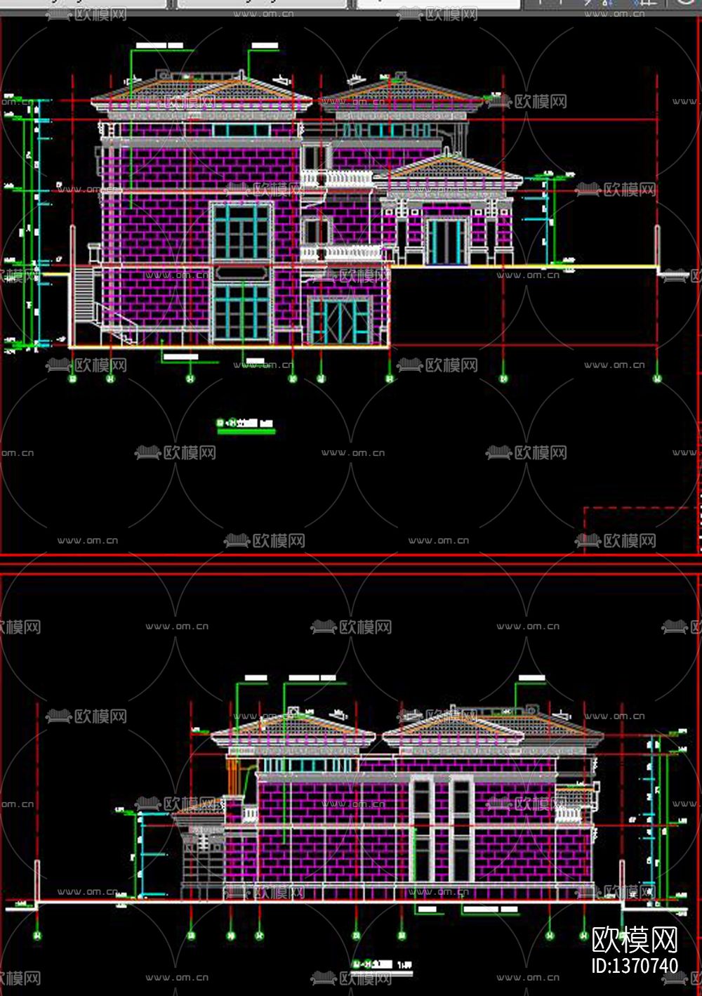 新中式别墅cad施工图下载（渲染图4）