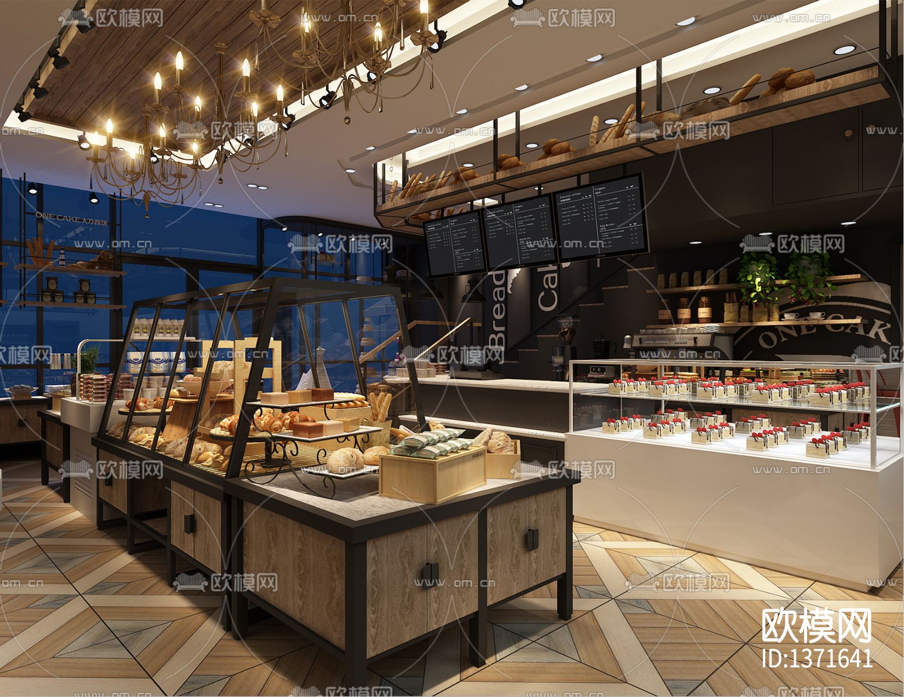 全套西饼店cad施工图下载（渲染图9）