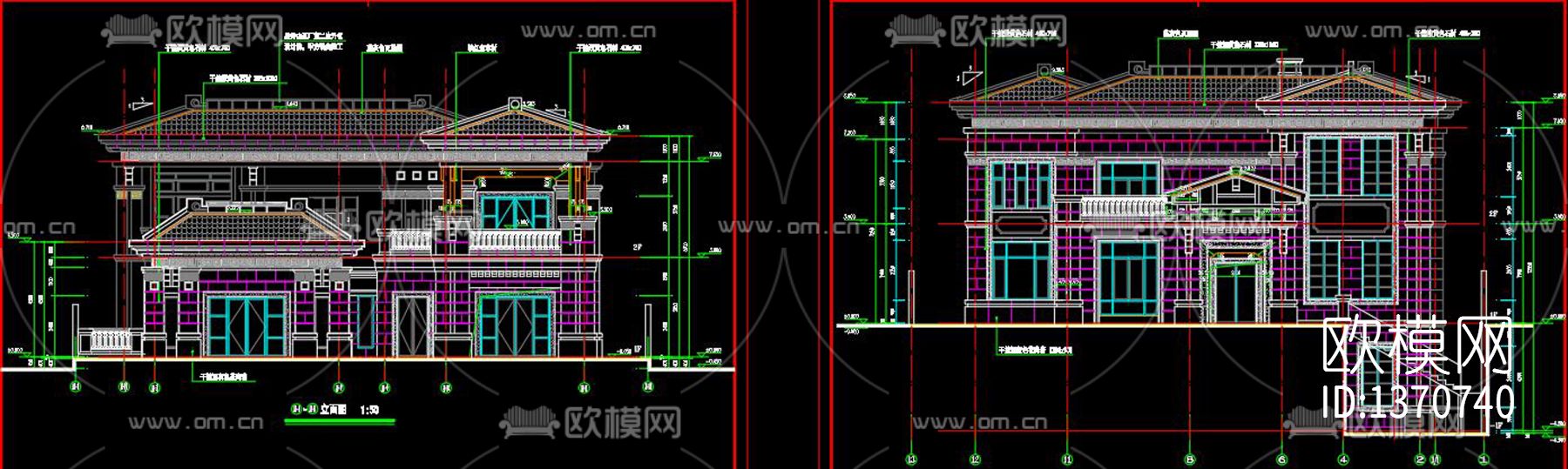 新中式别墅cad施工图下载（渲染图5）