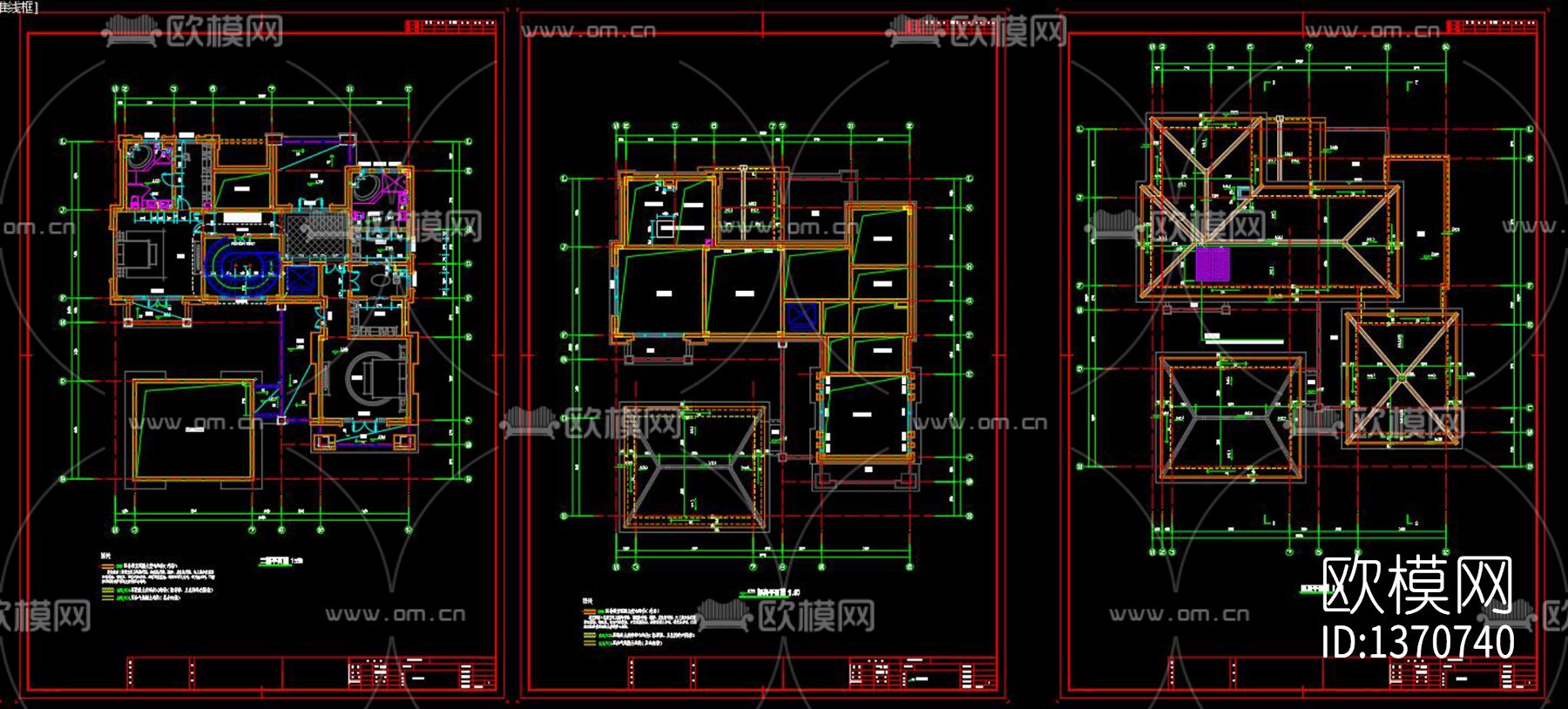 新中式别墅cad施工图下载（渲染图2）