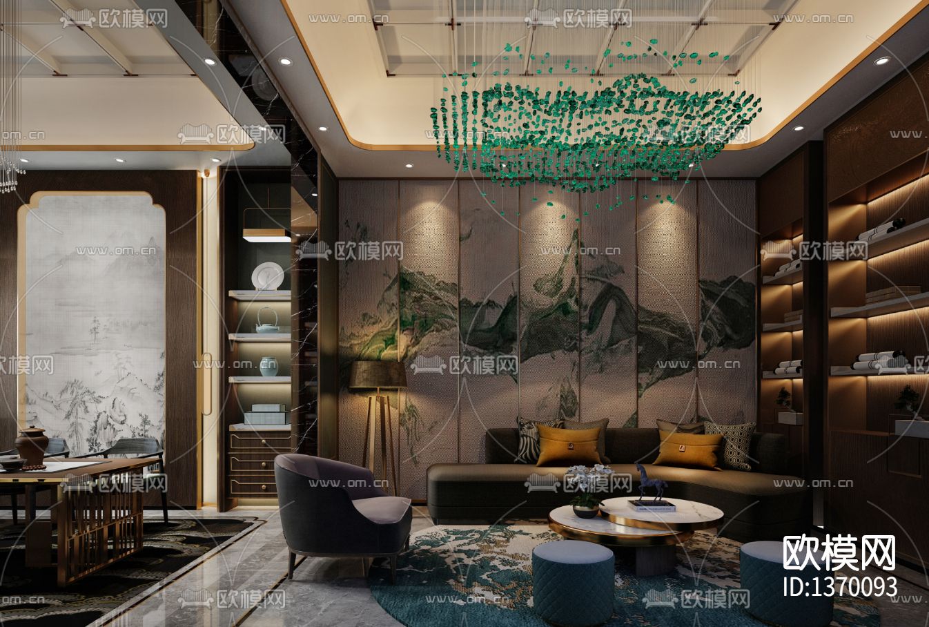 别墅样板间cad施工图下载（渲染图5）