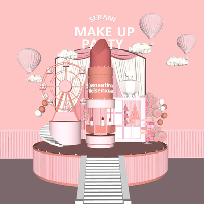  现代网红橱窗美陈装饰区su模型 