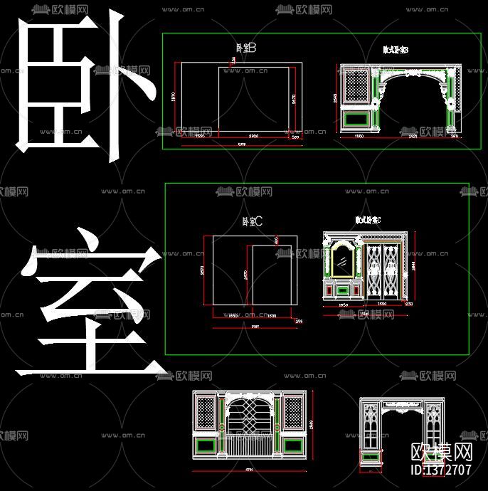 欧式客厅立面cad施工图下载（渲染图7）