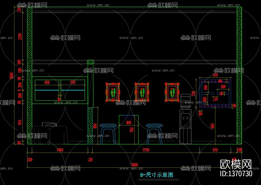 美甲店装修设计cad施工图