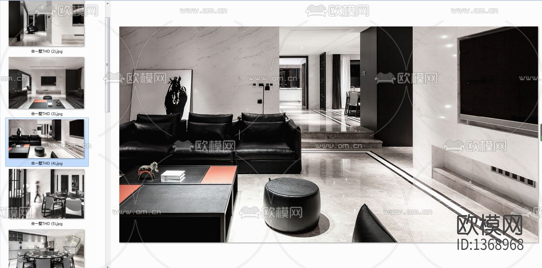 别墅空间cad施工图下载（渲染图1）