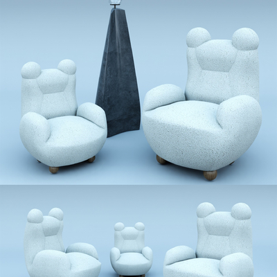  现代小熊儿童休闲沙发su模型 