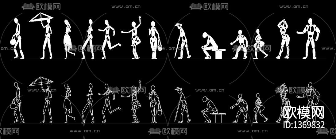 彩色人物cad图库下载（渲染图4）