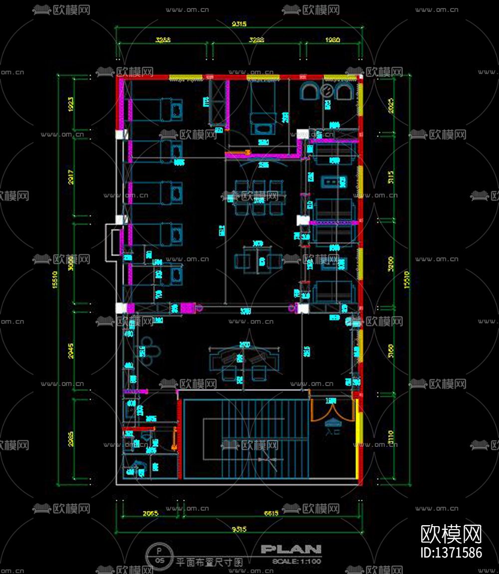 美容院装修设计cad图纸下载（渲染图6）