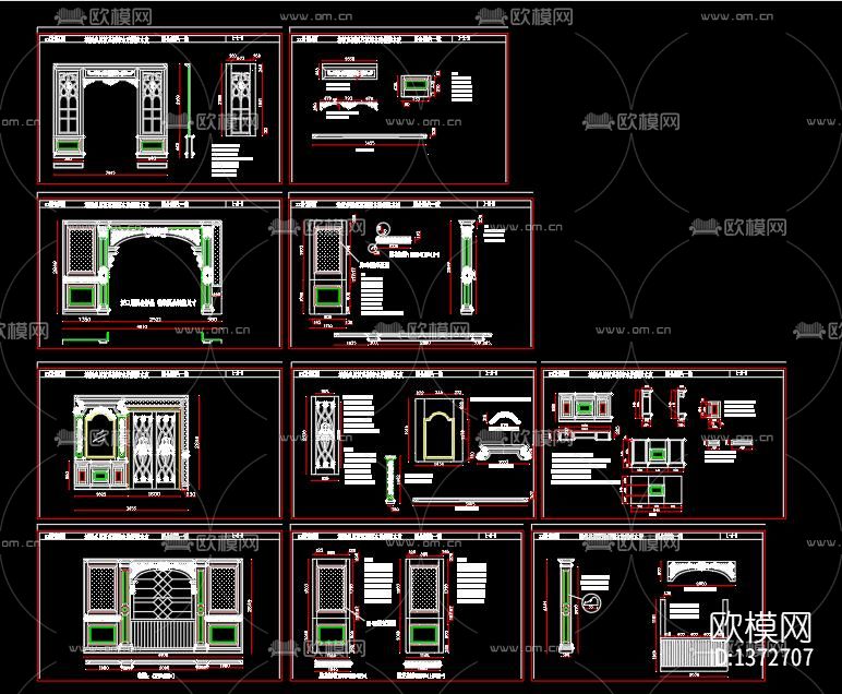 欧式客厅立面cad施工图下载（渲染图6）