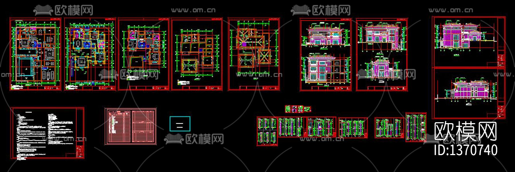 新中式别墅cad施工图下载（渲染图7）