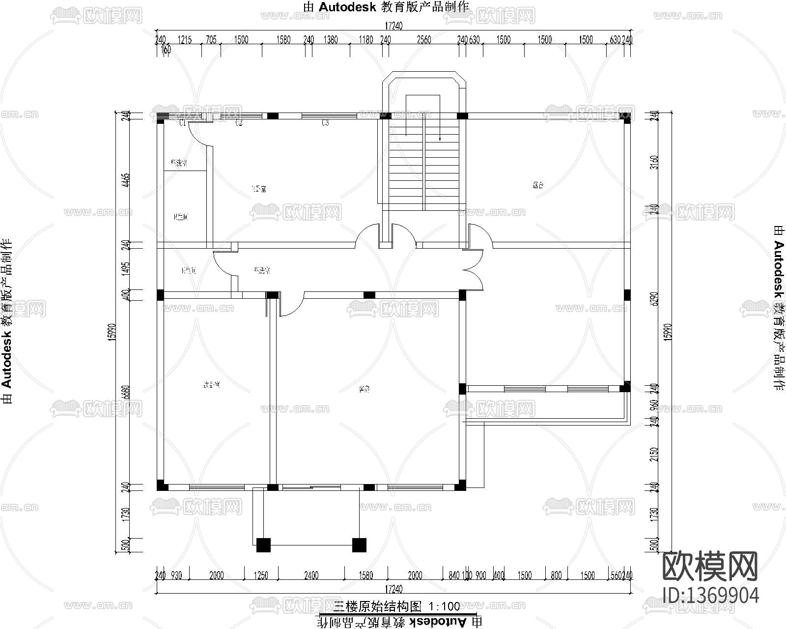 农村建房cad施工图下载（渲染图5）