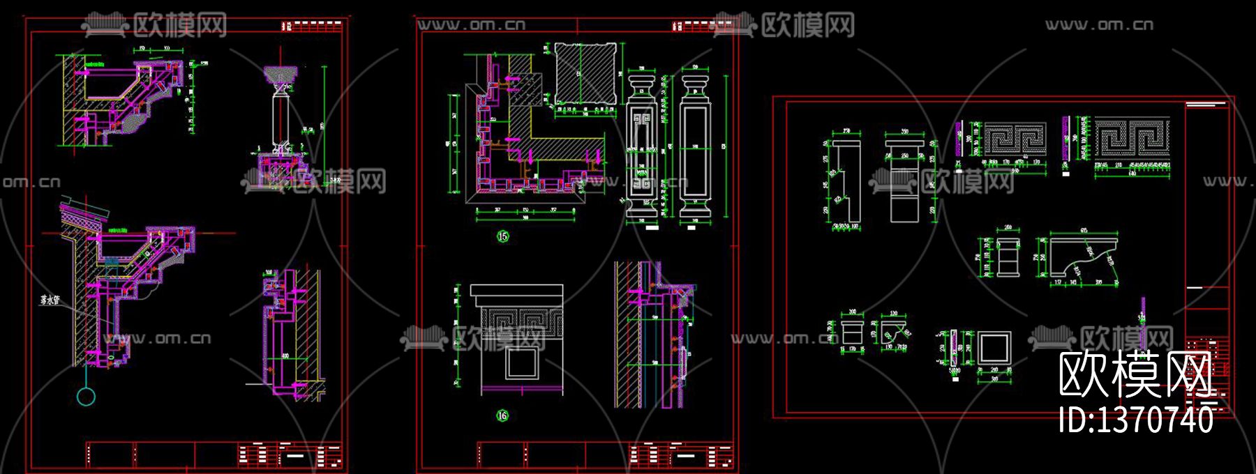 新中式别墅cad施工图下载（渲染图3）