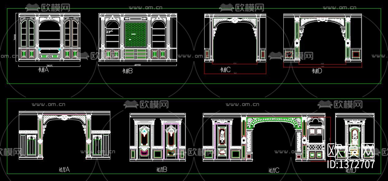 欧式客厅立面cad施工图下载（渲染图5）