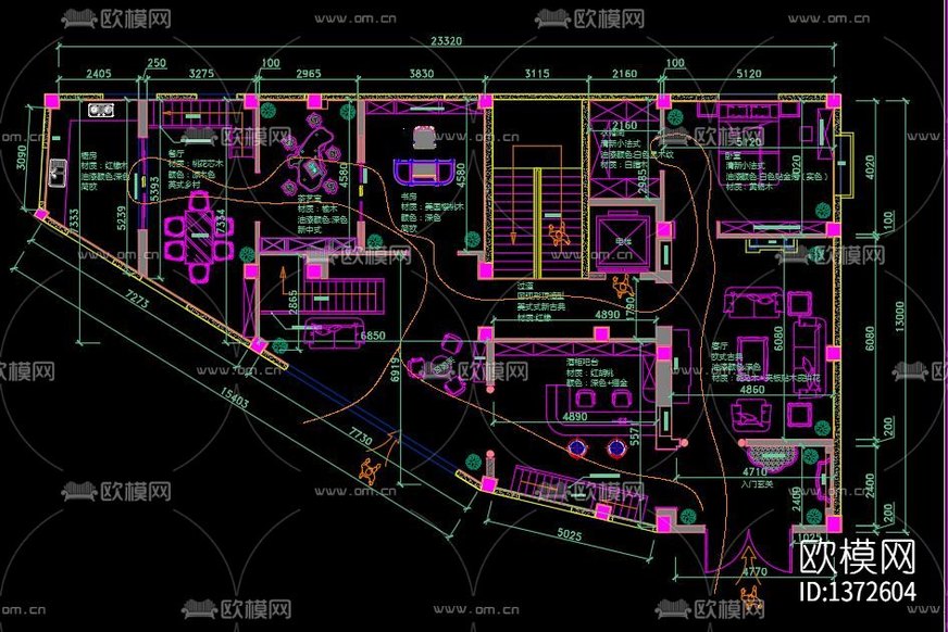 展厅cad施工图下载(渲染图1)