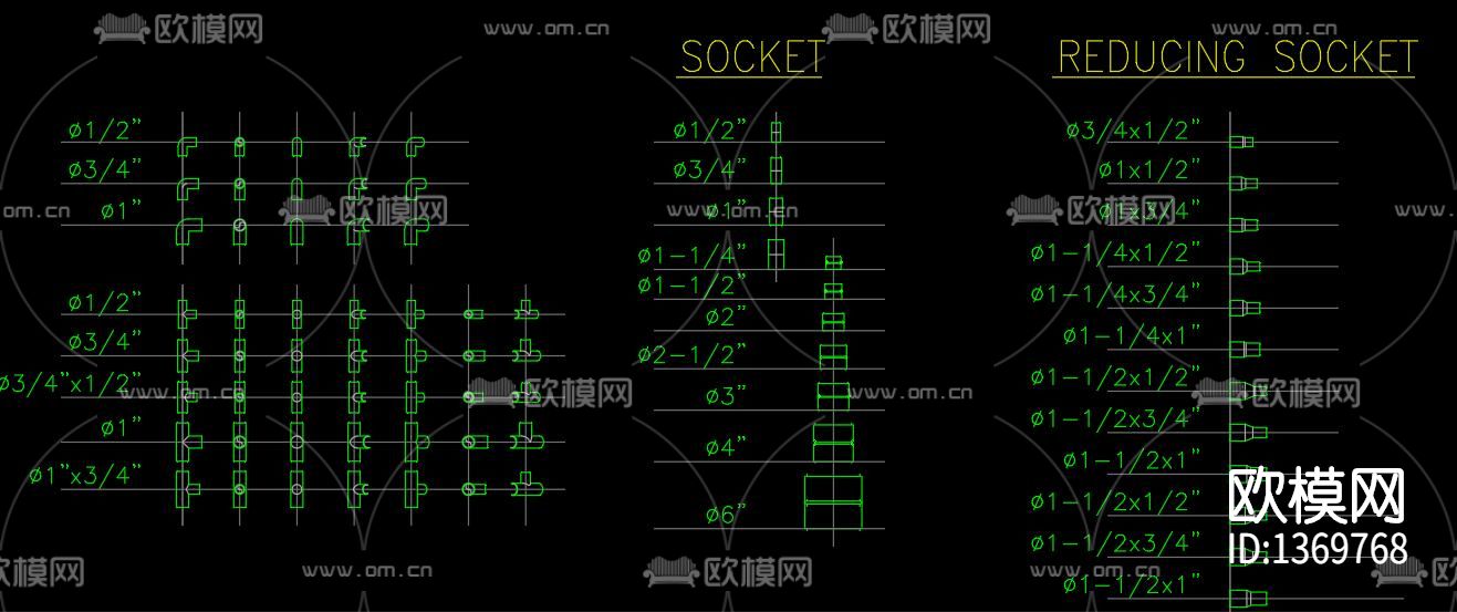 PVC管件cad图库下载（渲染图5）