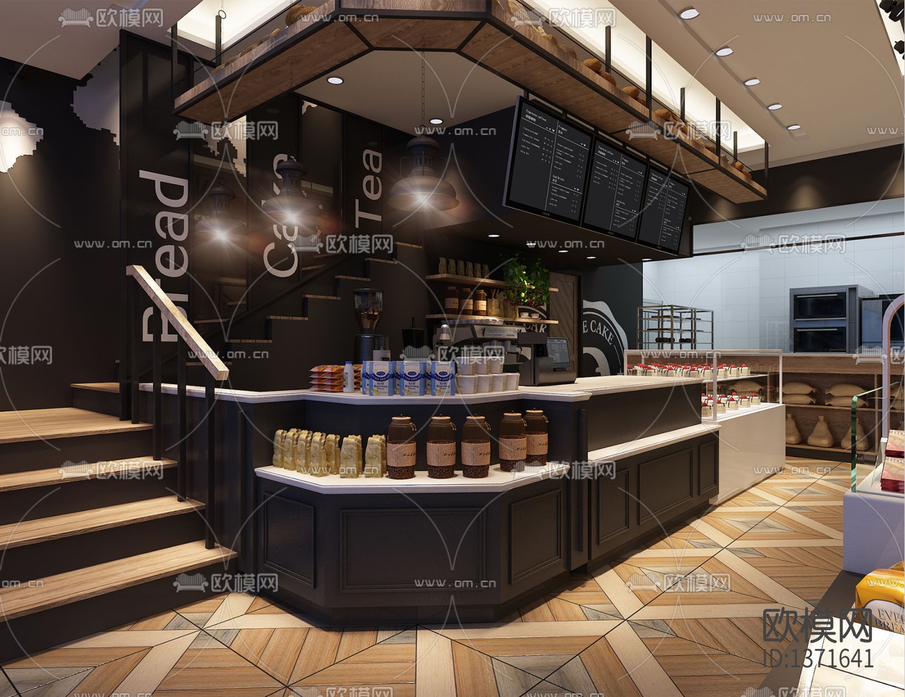 全套西饼店cad施工图下载（渲染图5）