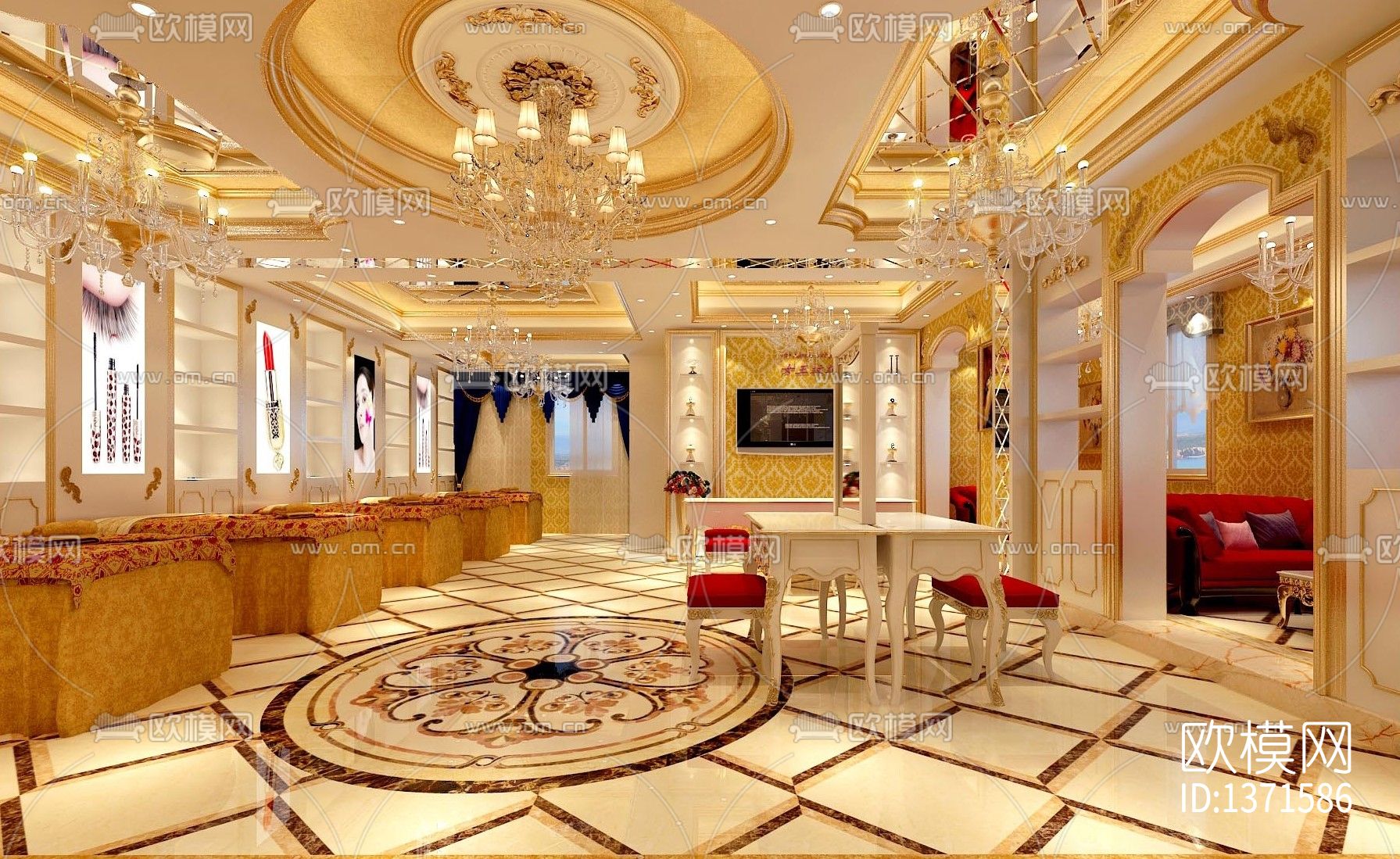 美容院装修设计cad图纸下载（渲染图8）