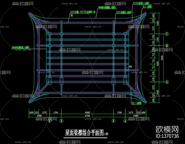 萬(wàn)壽宮建筑cad圖紙下載(渲染圖7)