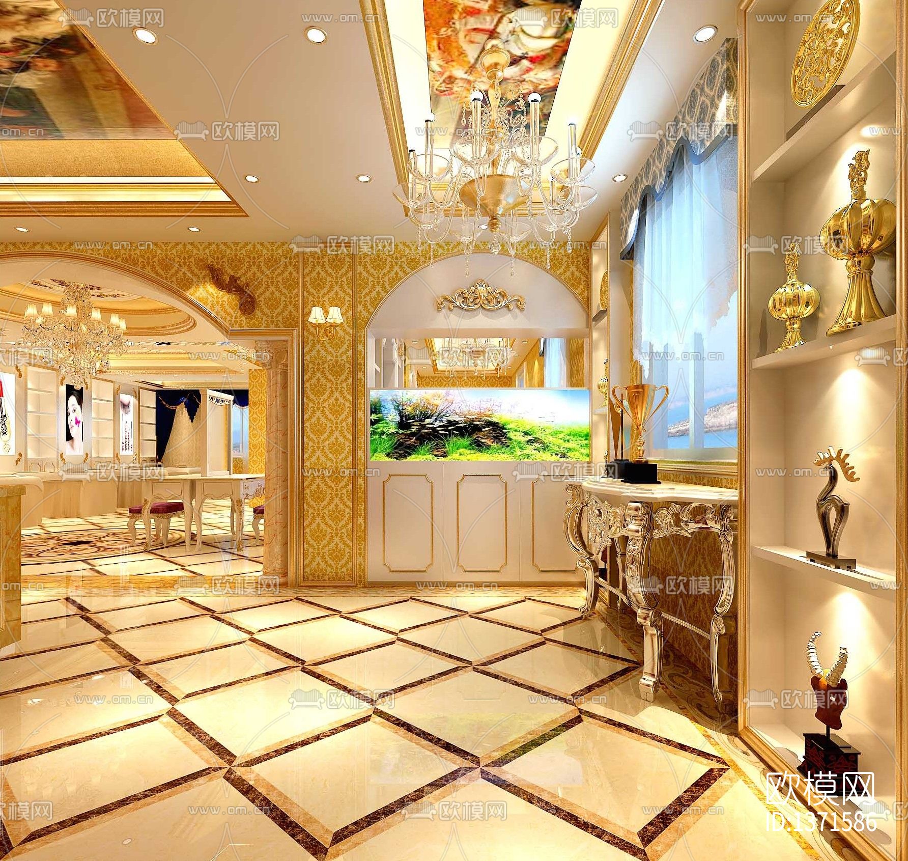 美容院装修设计cad图纸下载（渲染图10）