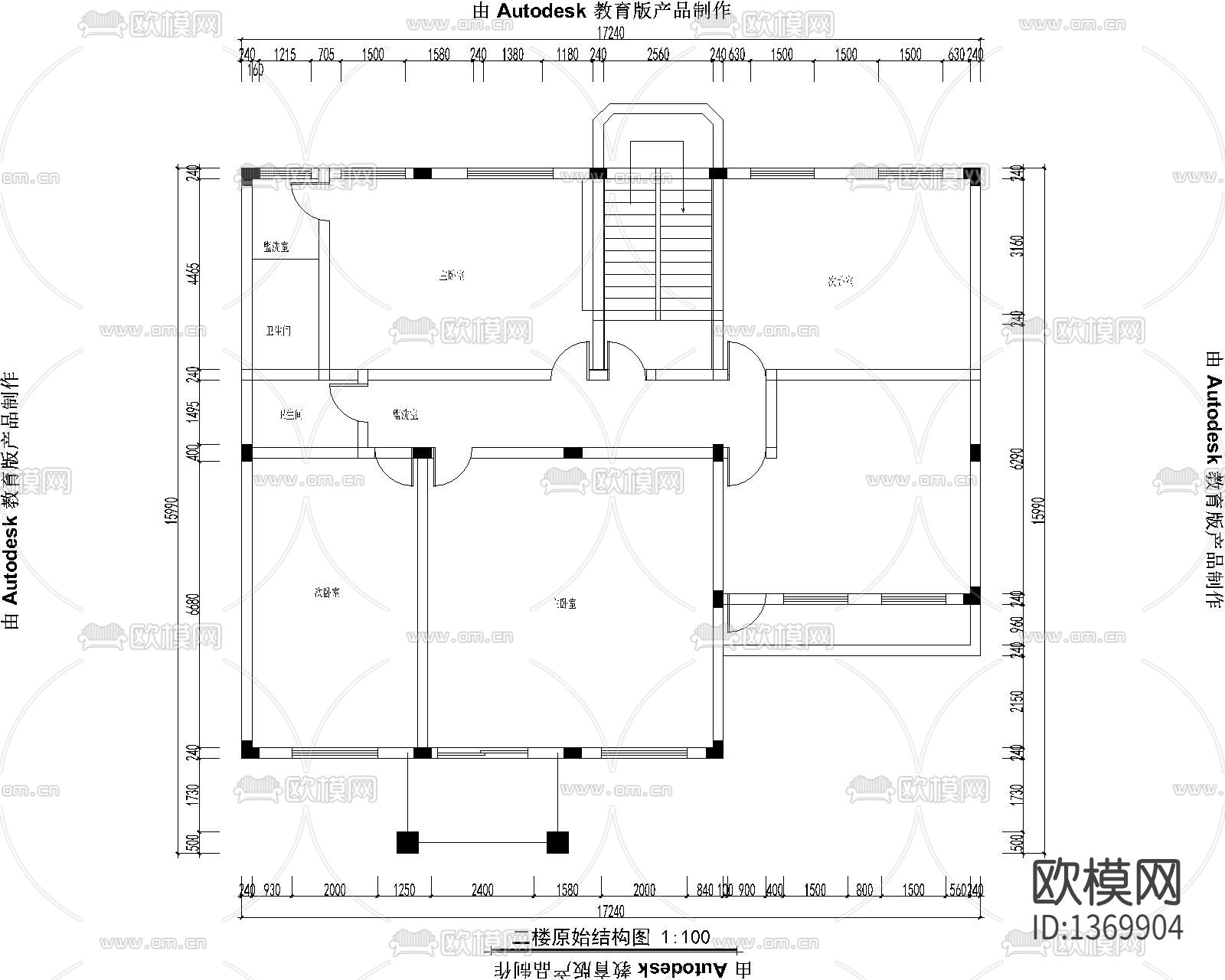 农村建房cad施工图下载（渲染图3）