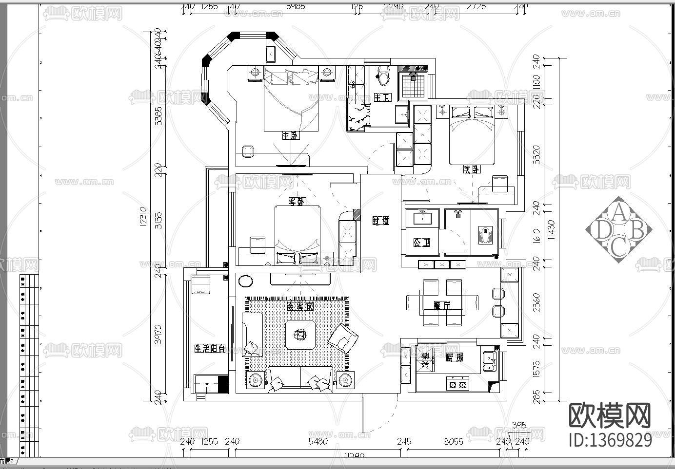 室内cad施工图下载（渲染图1）