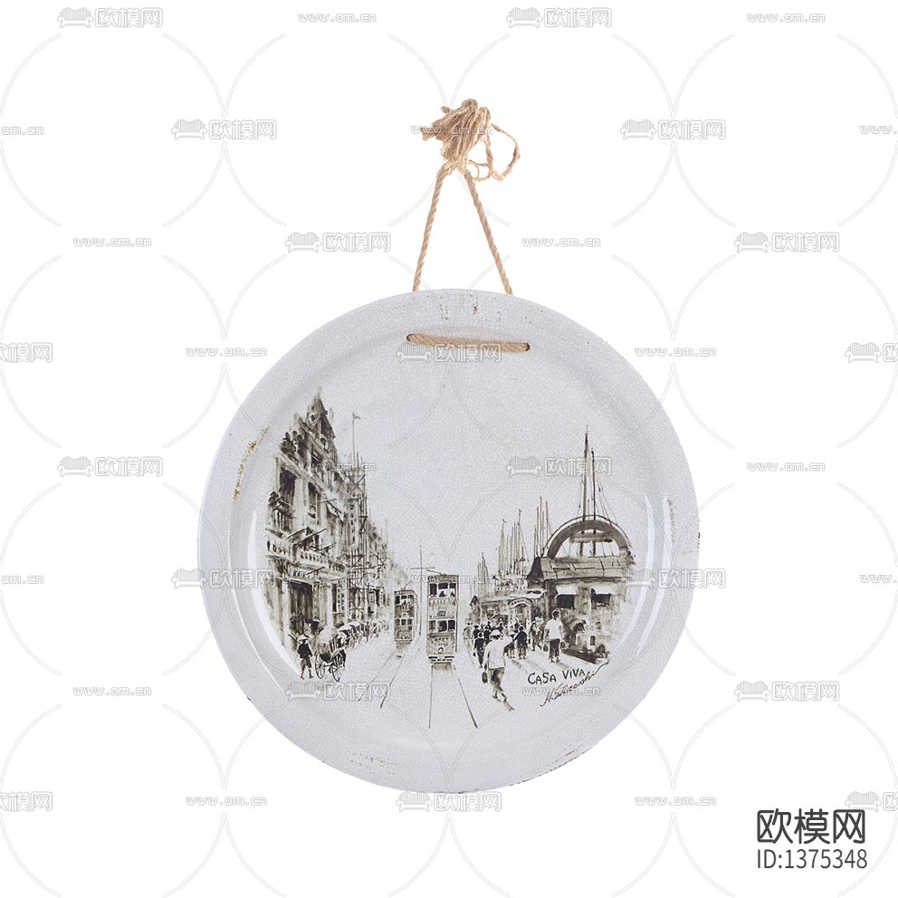 美式陶瓷手绘印花吊饰