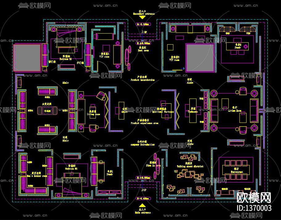 展厅cad施工图下载（渲染图1）