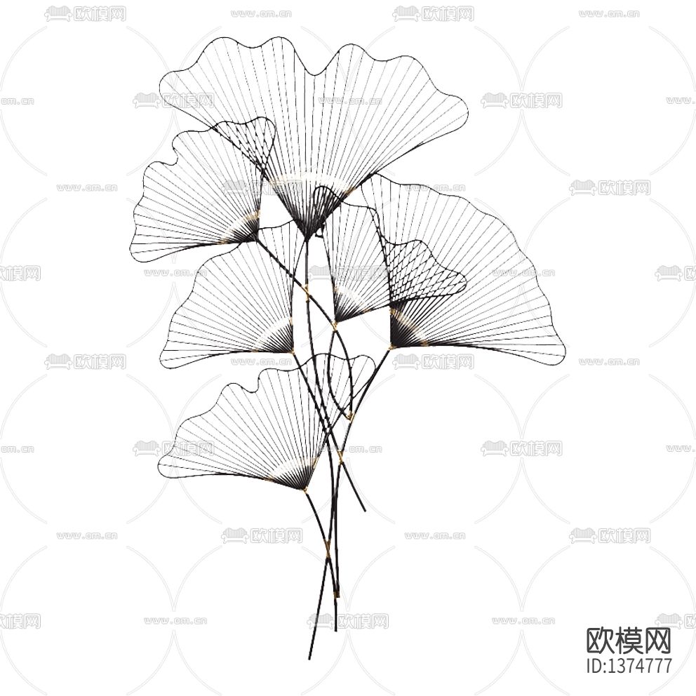 新中式创意铁艺银杏壁饰下载