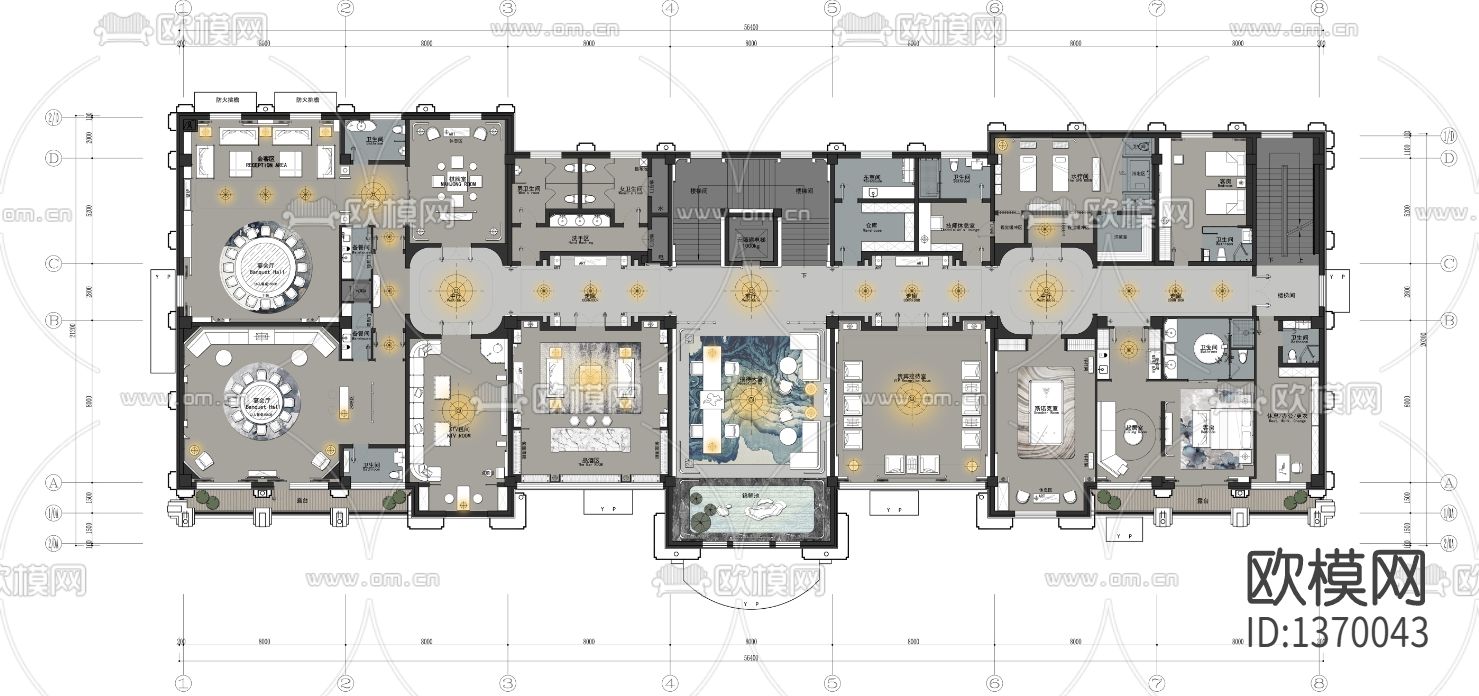 接待会所cad施工图下载（渲染图10）