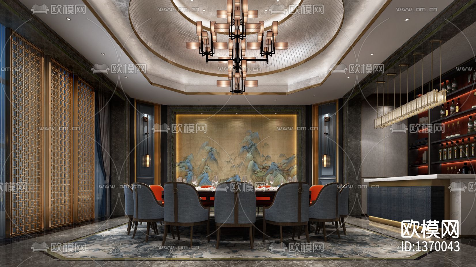 接待会所cad施工图下载（渲染图3）