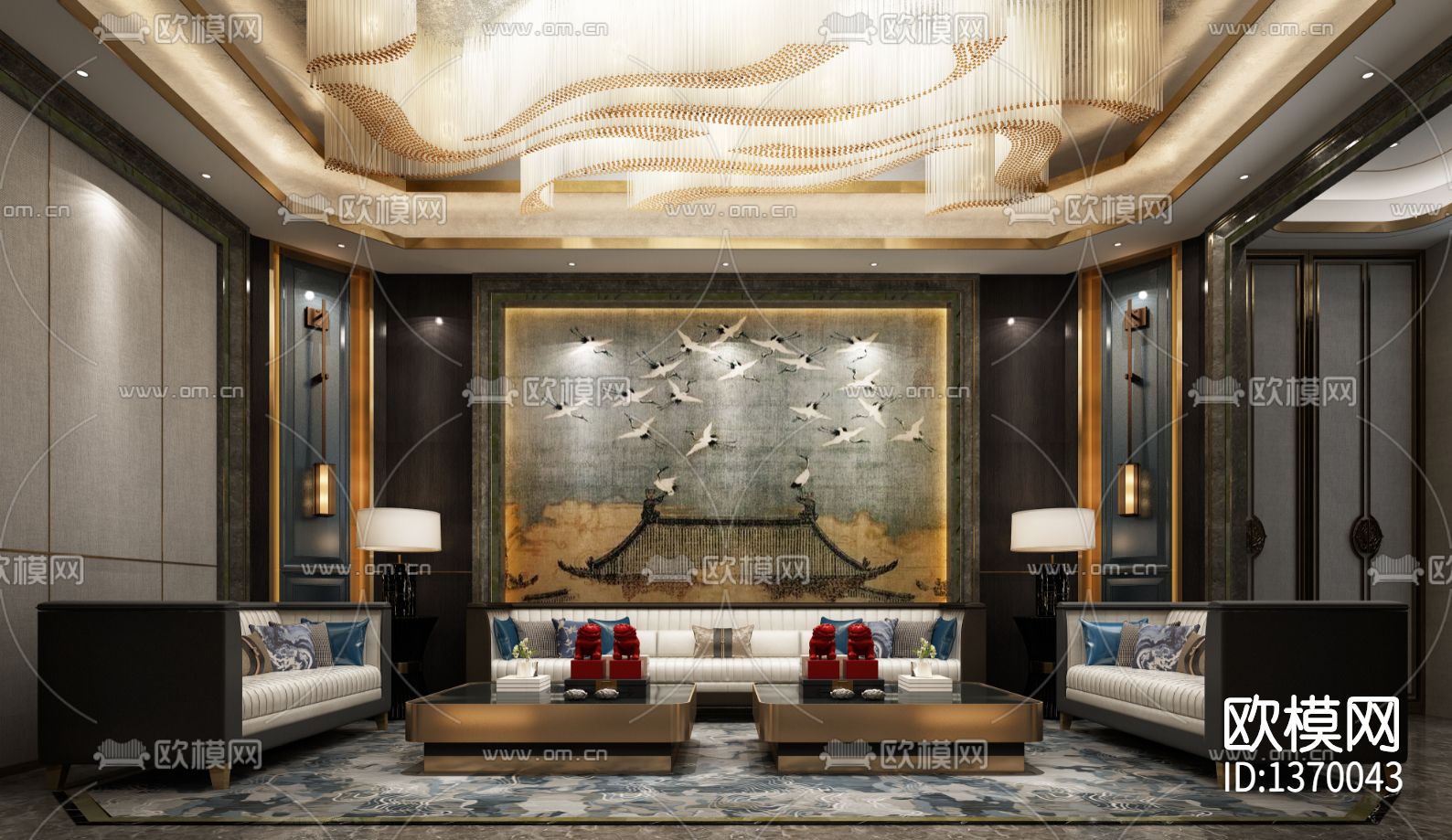 接待会所cad施工图下载（渲染图2）