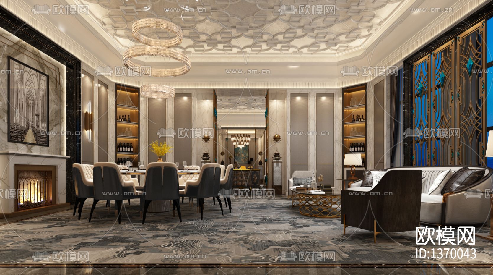 接待会所cad施工图下载（渲染图9）